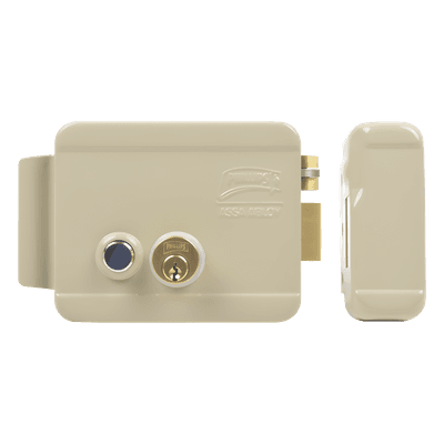 Cerradura Eléctrica / Doble Cerrojo / 12 VCC/VCA / 4 A Máx. / Botón Integrado / Exterior / Derecha