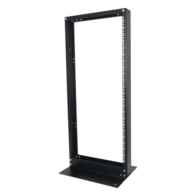 Rack de 2 Postes / 24 UR / 19" EIA-310D / Carga 460 kg / Base L para Piso / Acero Cal. 11 y 14