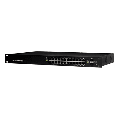Switch administrable / 24 puertos Gigabit PoE+/PoE pasivo 24V / 2 puertos SFP / 250W / 52 Gbps / 38.69 Mpps