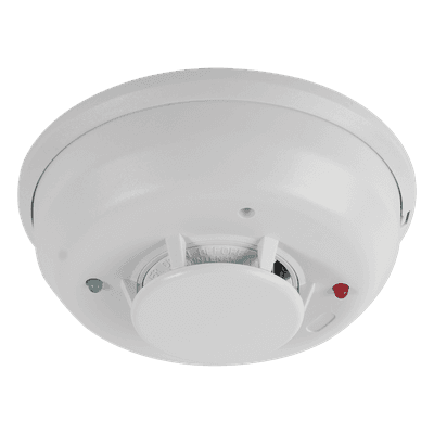 Detector de Humo y Calor / 4 Hilos / Sensor Fotoeléctrico Aislado / Térmico Fijo 57.2°C / Relevador Forma C / Sirena Integrada