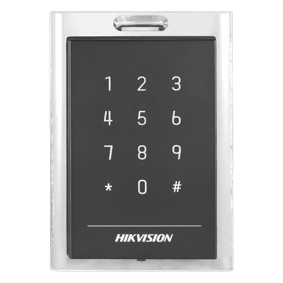 Lector de Acceso MIFARE y Contraseñas / IP64 / Wiegand W26/W34 y RS-485 / 13.56 MHz / Teclado Integrado / -20°C a +65°C (-4°F a 149°F)