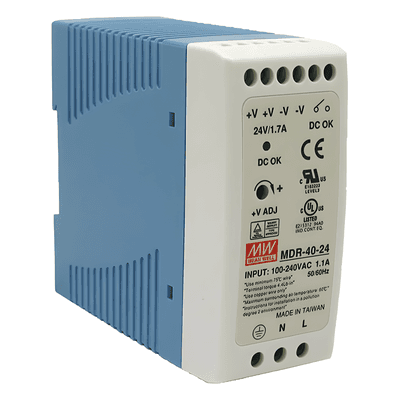 Fuente de poder Industrial / Riel DIN / 24 VCC / 40 W / 85-264 VCA / 1.7 A / 40 x 90 x 100 mm (1.57 x 3.54 x 3.94 in)