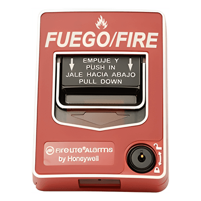 Estación Manual de Alarma Contra Incendio / Doble Acción / Rotulado Bilingüe FIRE/FUEGO / Reset con Llave / Carcasa de Policarbonato