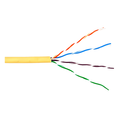 Bobina de Cable UTP Cat6 Riser / 305m (1000 pies) / Color Amarillo / UL CMR / Probado a 350 MHz / 23 AWG Cobre Sólido / -20°C a 75°C / CCTV, Datos, IP, RS485
