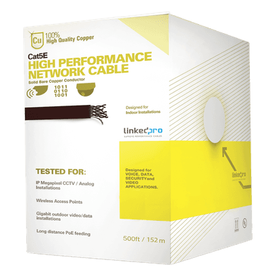 Cable UTP Cat5e / 24 AWG Cobre / 152.5 m (500 ft) / 100 MHz / PoE / Interior