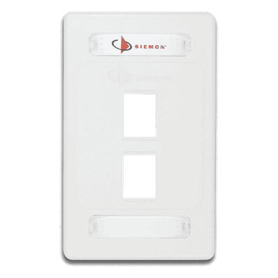 Placa de Pared Modular / 2 Salidas / Formato Single Gang / Resistente UV / Alto Impacto / Blanco