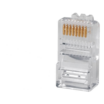 Plug RJ45 Cat5e / UTP 22-26 AWG / Chapado Oro 50μ / Diámetro Máx 5.08 mm (0.017 ft)
