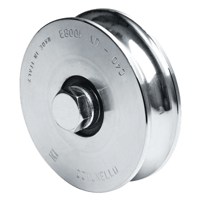 Rueda para Puerta Corrediza / 14 cm / Sin Soporte / Carga 550 kg / Acero Galvanizado / Canal Tipo U