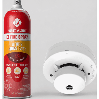 Kit Protección Contra Incendios / Extintor Aerosol 100 ml / Clases A-B-C / Detector Humo 4 Hilos / DC 12 V / LED 360° / Buzzer