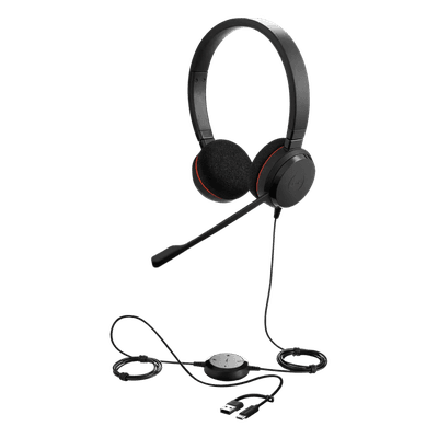 Headset Profesional con Cable / Cancelación de Ruido Avanzada / USB-C y USB-A / Certificación UC y Microsoft Teams / Altavoces 28 mm / Plug-and-Play