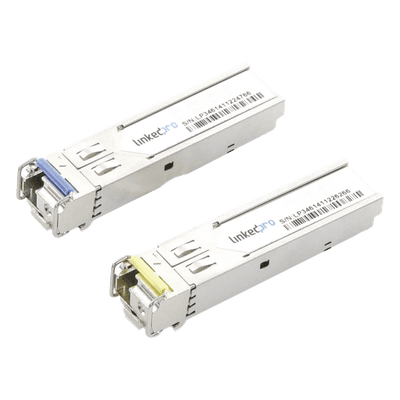 Transceptor Óptico Industrial SFP / Bidireccional Monomodo / 1.25 Gbps / 1310/1550 nm / LC/UPC Simplex / 20 km / Hot-Pluggable / DDM / 2 Piezas