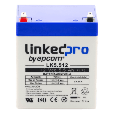 Batería de Respaldo AGM / 12 V / 5.5 Ah / Vida Útil 5 Años / Terminales F1 + Adaptador F2 / UL Certificada — miniatura 4