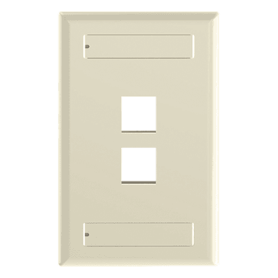Placa de Pared Vertical / 2 Puertos Keystone / Espacios para Etiquetas / Color Marfil / 69.8 x 114.3 mm