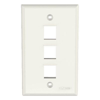 Placa de Pared Vertical / 3 Puertos Keystone / Estilo Plano / Blanco Mate