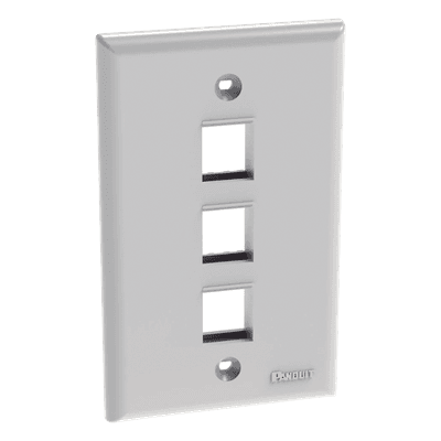 Placa de Pared / 3 Puertos Keystone / Montaje Vertical / Estilo Plano / ABS / Blanco