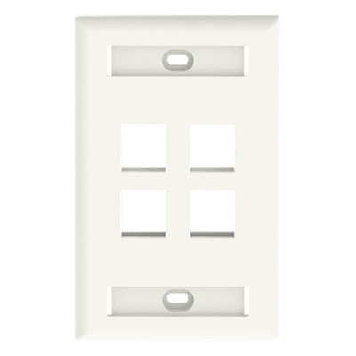Placa de Pared Vertical / 4 Puertos Keystone / Espacios para Etiquetas / ABS / 69.8 x 114.3 mm / Marfil