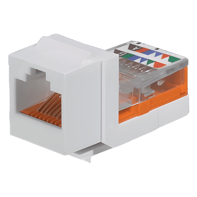 Módulo Jack Keystone / Categoría 5e / Clase D / RJ45 Leadframe / UTP / T568A/T568B / Blanco