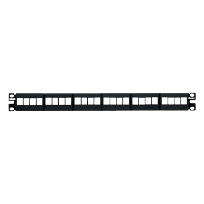 Panel de Parcheo Modular / 24 Puertos / 1U / Keystone / Sin Conectores / Espacio para Etiquetas
