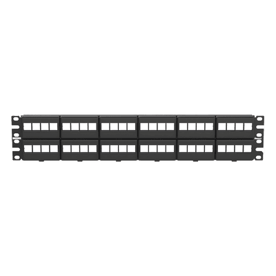 Panel de Parcheo Modular / 48 Puertos / 2U / 19" (482.6 mm) / Keystone / Identificación Adhesiva / Sin Conectores
