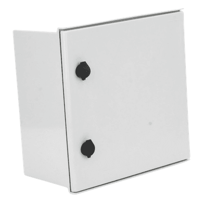 Gabinete de Poliéster IP65 / 400 x 400 x 200 mm / Carga 25 kg / Placa Trasera 307 x 386 mm / Cerradura con Llave / Uso en Intemperie — miniatura 4
