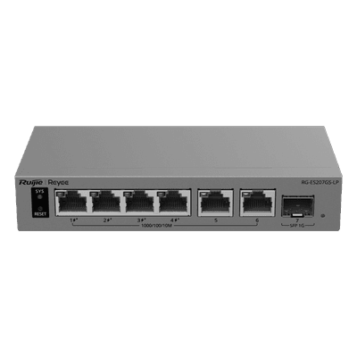 Switch Capa 2 Smart Cloud Managed / 7 Puertos Gigabit / 2 PoE++ 90 W + 2 PoE+ / Presupuesto PoE 120 W / 1 Puerto SFP 1GE / Protección 6 kV / Sin Ventilador