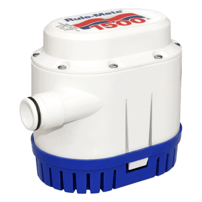 Bomba de Achique Automática / 1500 GPH / 12V CC / Altura 2.5 m (8.2 ft) / Interruptor Integrado / ABS Marítimo