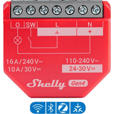 Relevador Inteligente / 16A / Medición de Consumo AC / Wi-Fi 2.4 GHz y Bluetooth / 110-240V / Sin Hub