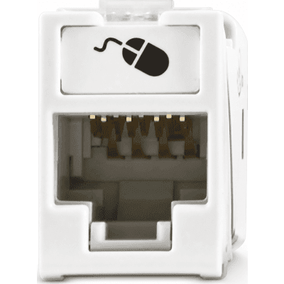 Jack Cat6 / UTP / Montaje Híbrido Plano-Angulado / 1 Puerto / Terminación 110 / Blanco / -10°C a 60°C / 22-24 AWG