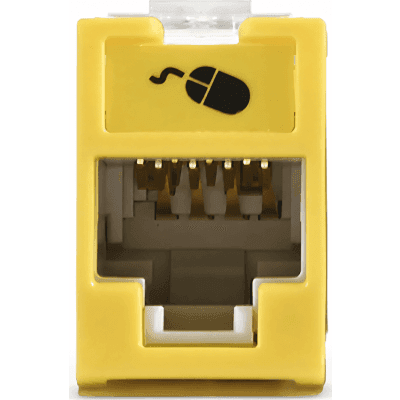 Jack de Cobre / Cat6 UTP / Montaje Híbrido Plano-Angulado / 1 Puerto RJ45 / Amarillo / -10 a 60°C