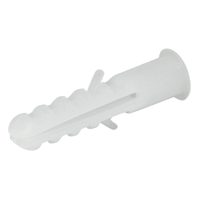 Taquete / #6 / 6 mm (1/4') / Polipropileno de alta resistencia / Bolsa 25 piezas / Blanco