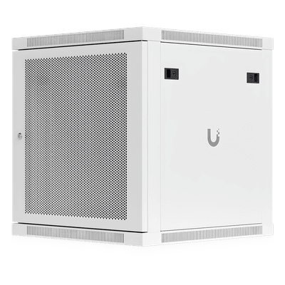 Gabinete Rack 12U / Montaje en Pared / Profundidad Ajustable 448-508 mm / Capacidad 80 kg / Ventilación Integrada / Puerta Perforada